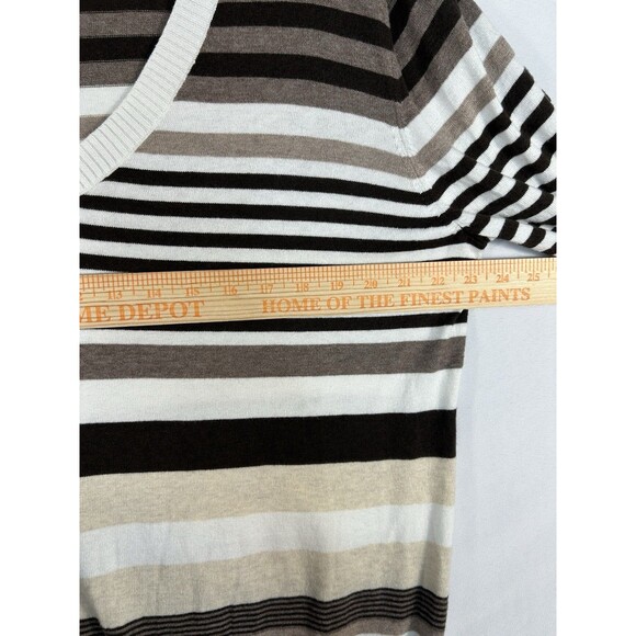 Old Navy Women's Sweater Size 2X Brown Striped V-Neck Long Sleeve Soft - Picture 5 of 8